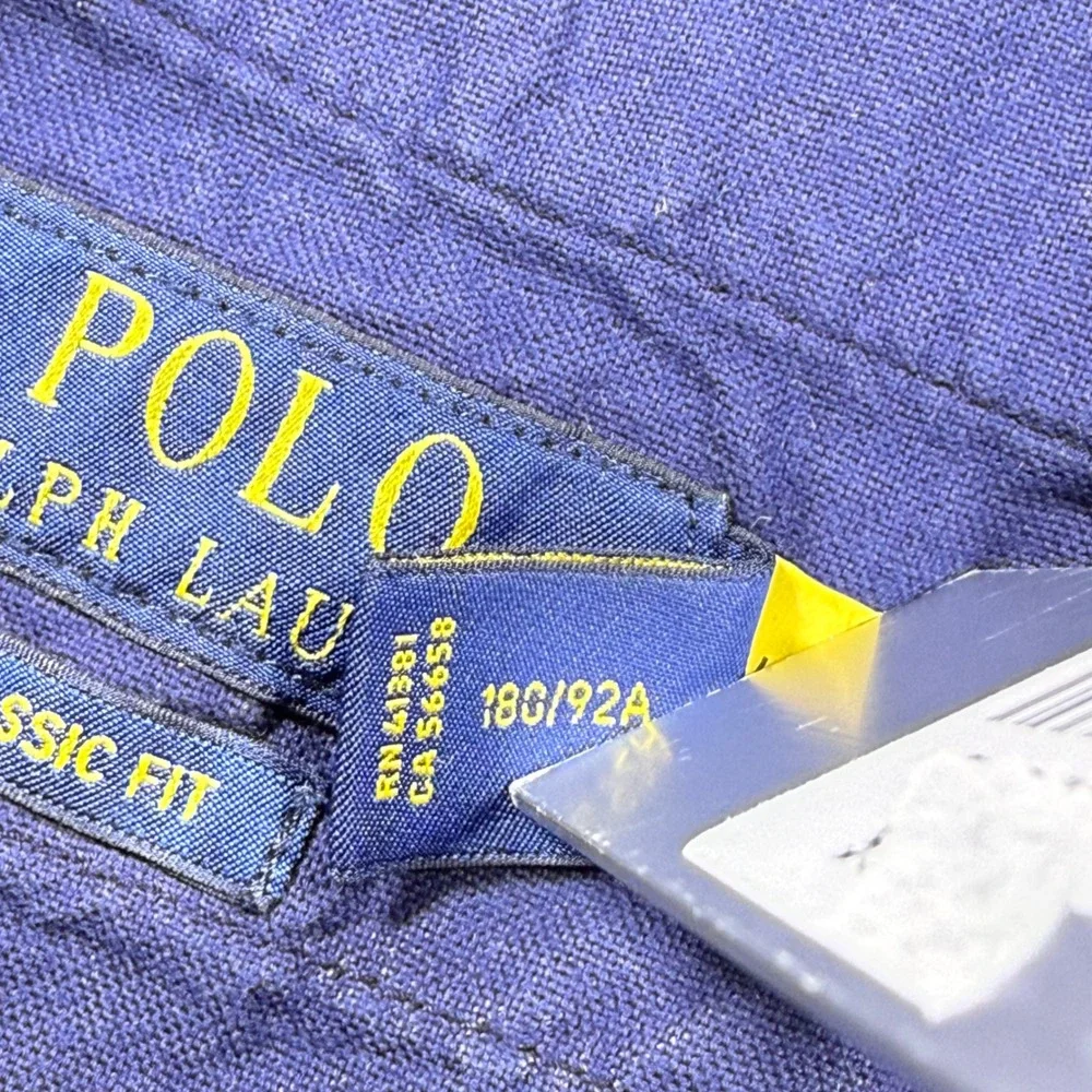 Polo Ralph Lauren Mens Classic Fit Linen Shorts Navy Blue Size 36